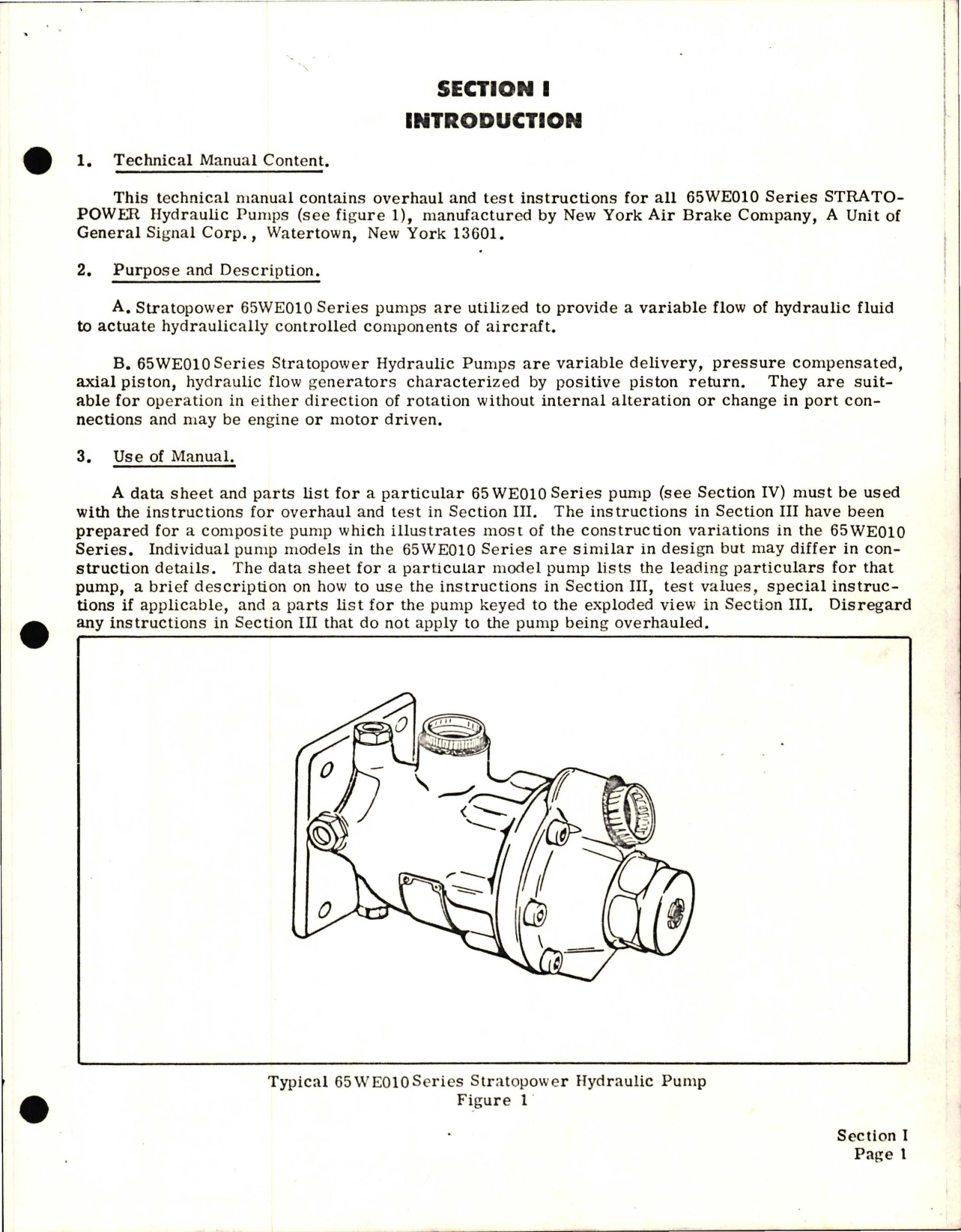 Sample page 7 from AirCorps Library document: Overhaul Instructions with Parts Breakdown for Stratopower Hydraulic Pump - 65WE010 Series 