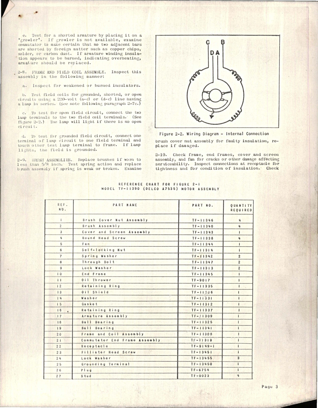Sample page 5 from AirCorps Library document: Handbook of Instructions for Model TF-11390 Motor Assembly - Delco A-7535