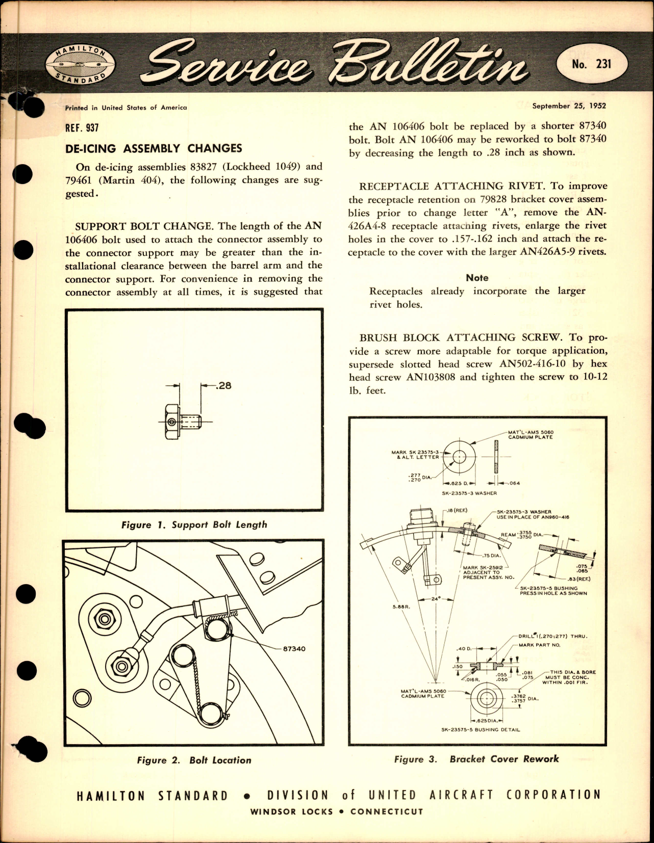 Sample page 1 from AirCorps Library document: De-Icing Assembly Changes, Ref 937