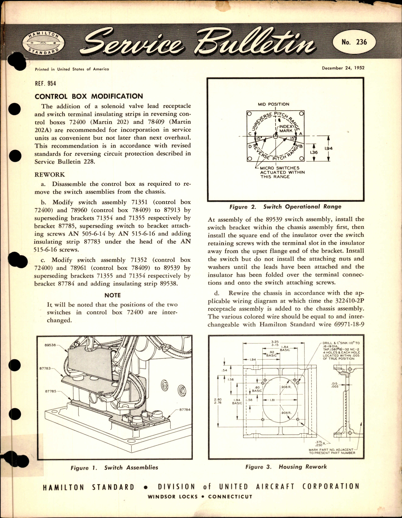 Sample page 1 from AirCorps Library document: Control Box Modification, Ref 954