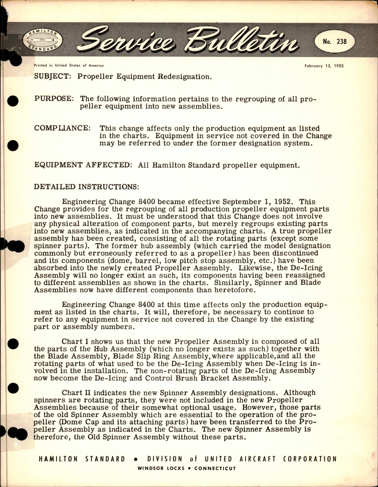 Sample page 1 from AirCorps Library document: Propeller Equipment Redesignation