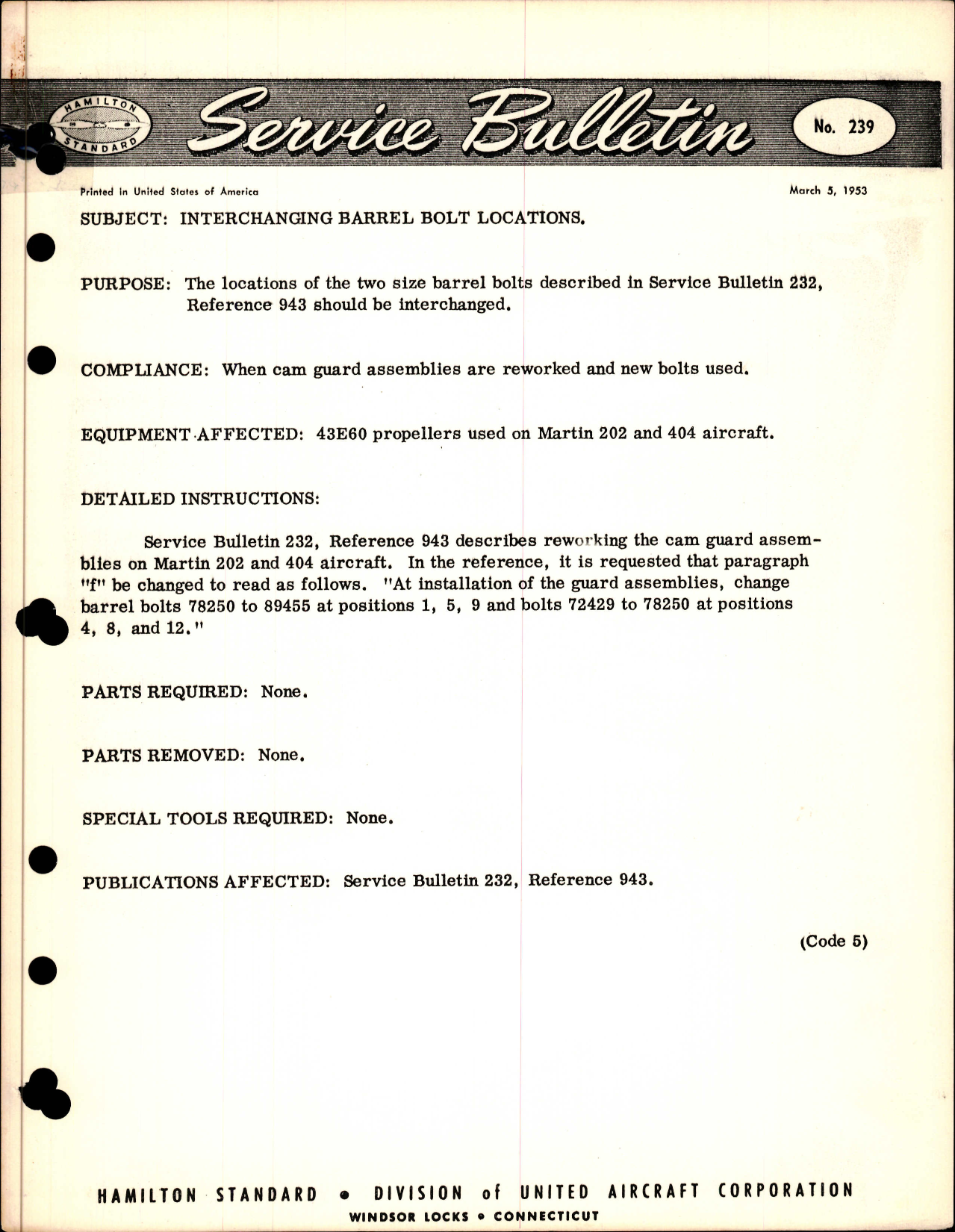 Sample page 1 from AirCorps Library document: Interchanging Barrel Bolt Locations
