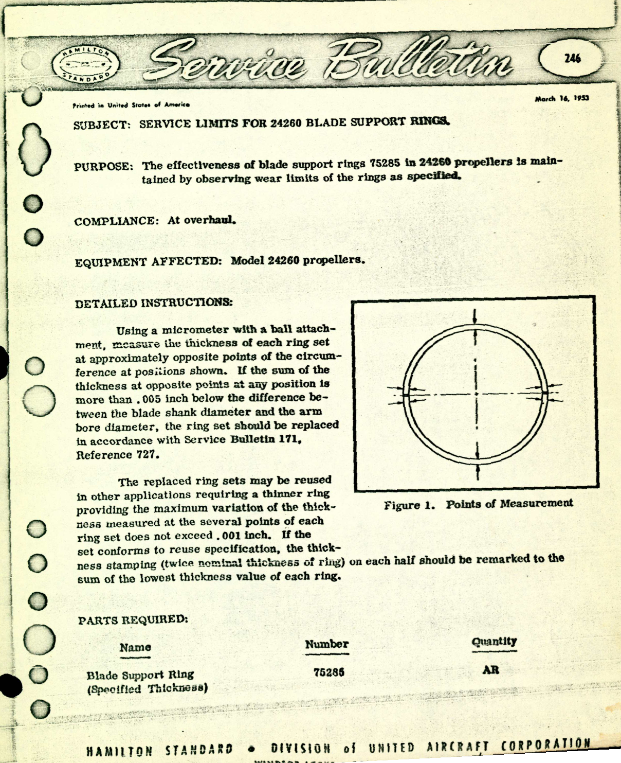 Sample page 1 from AirCorps Library document: Service Limits for 24260 Blade Support Rings