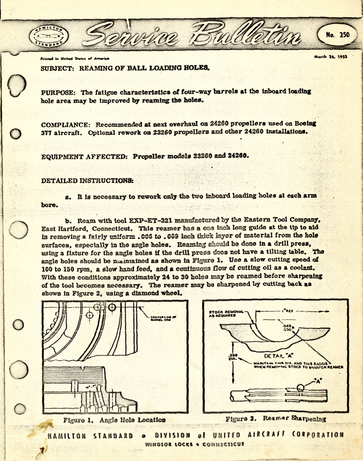 Sample page 1 from AirCorps Library document: Reaming of Ball Loading Holes