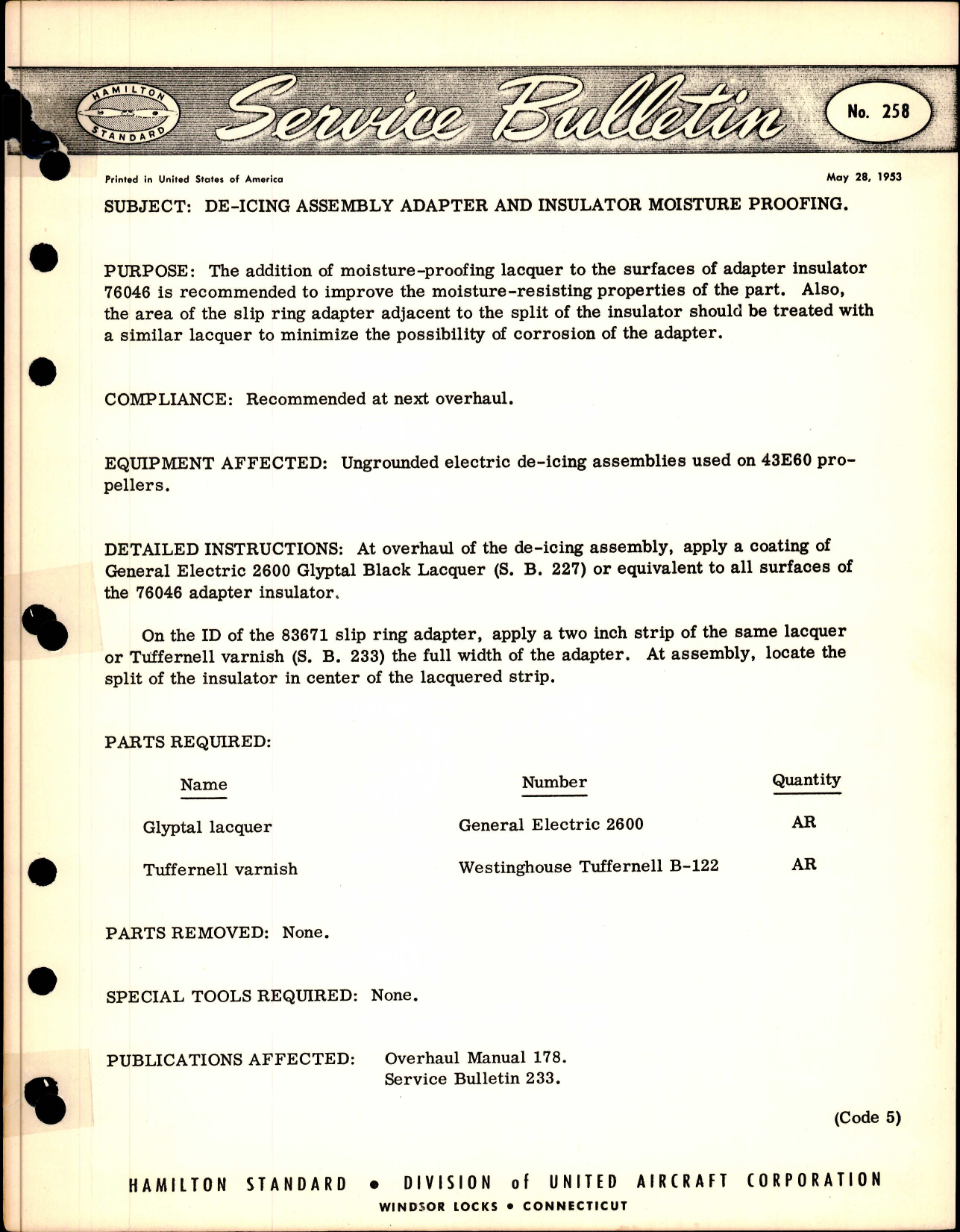 Sample page 1 from AirCorps Library document: De-Icing Assembly Adapter and Insulator Moisture Proofing