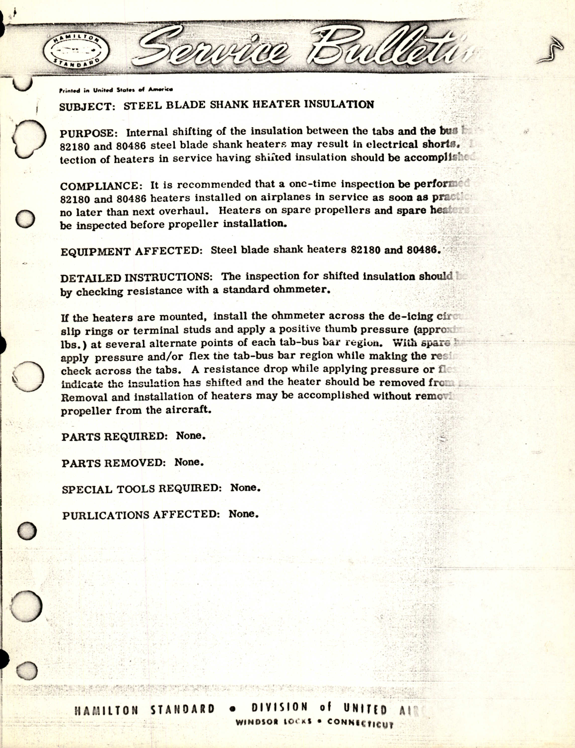Sample page 1 from AirCorps Library document: Steel Blade Shank Heater Insulation