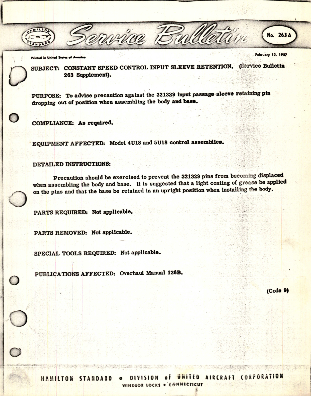 Sample page 1 from AirCorps Library document: Constant Speed Control Input Sleeve Retention