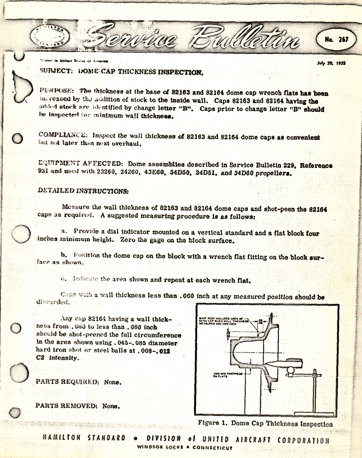 Sample page 1 from AirCorps Library document: Dome Cap Thickness Inspection