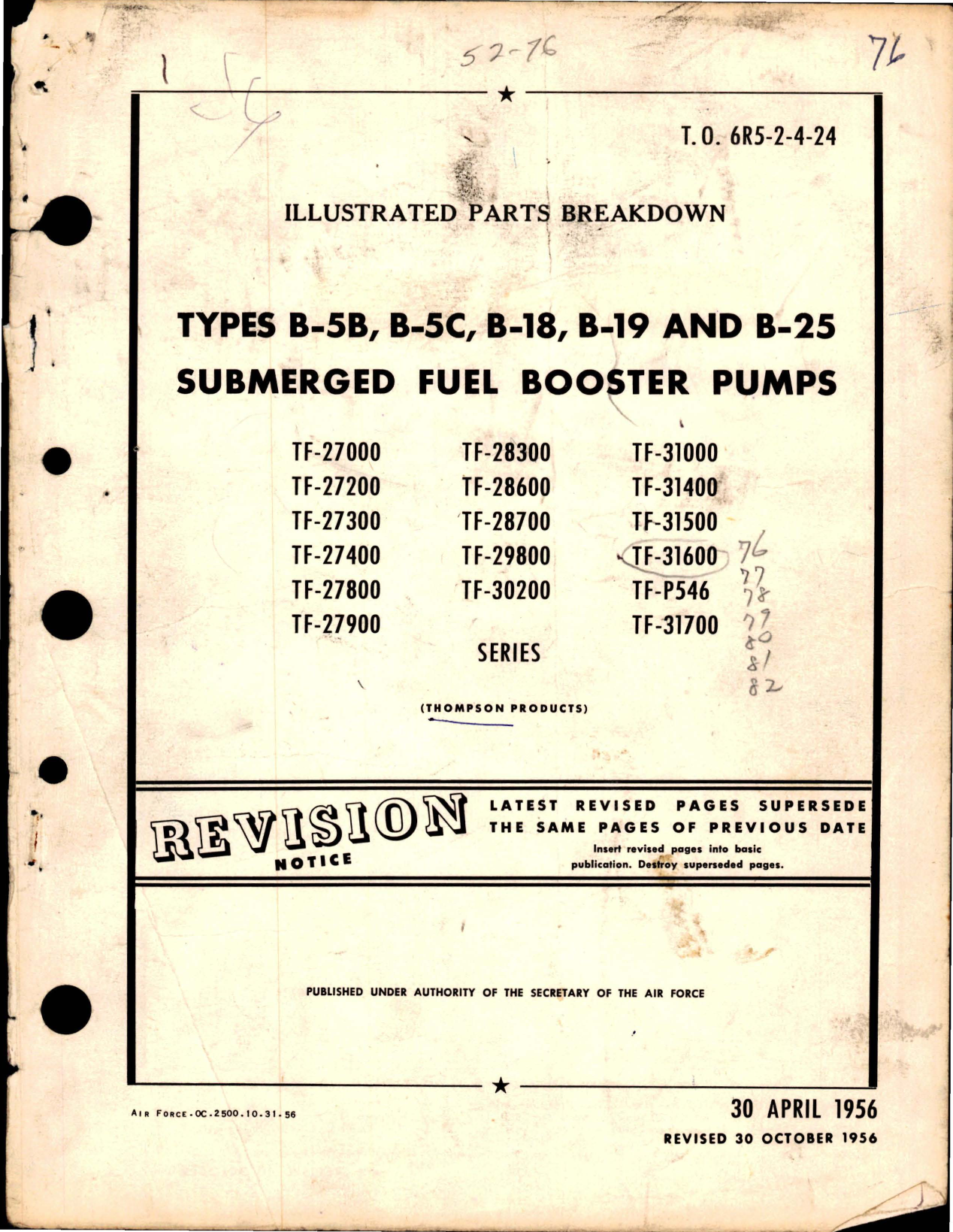Sample page 1 from AirCorps Library document: Illustrated Parts Breakdown for Submerged Fuel Booster Pumps - Types B-5B, B-5C, B-18, B-19 and B-25