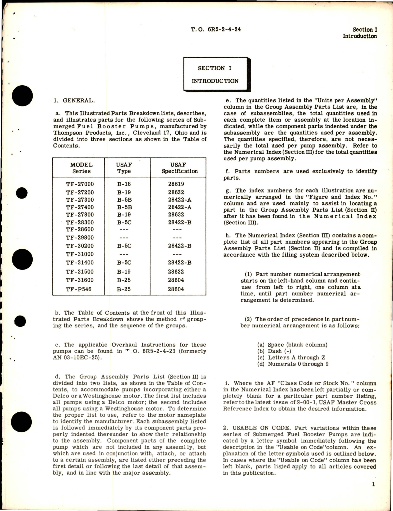 Sample page 5 from AirCorps Library document: Illustrated Parts Breakdown for Submerged Fuel Booster Pumps - Types B-5B, B-5C, B-18, B-19 and B-25