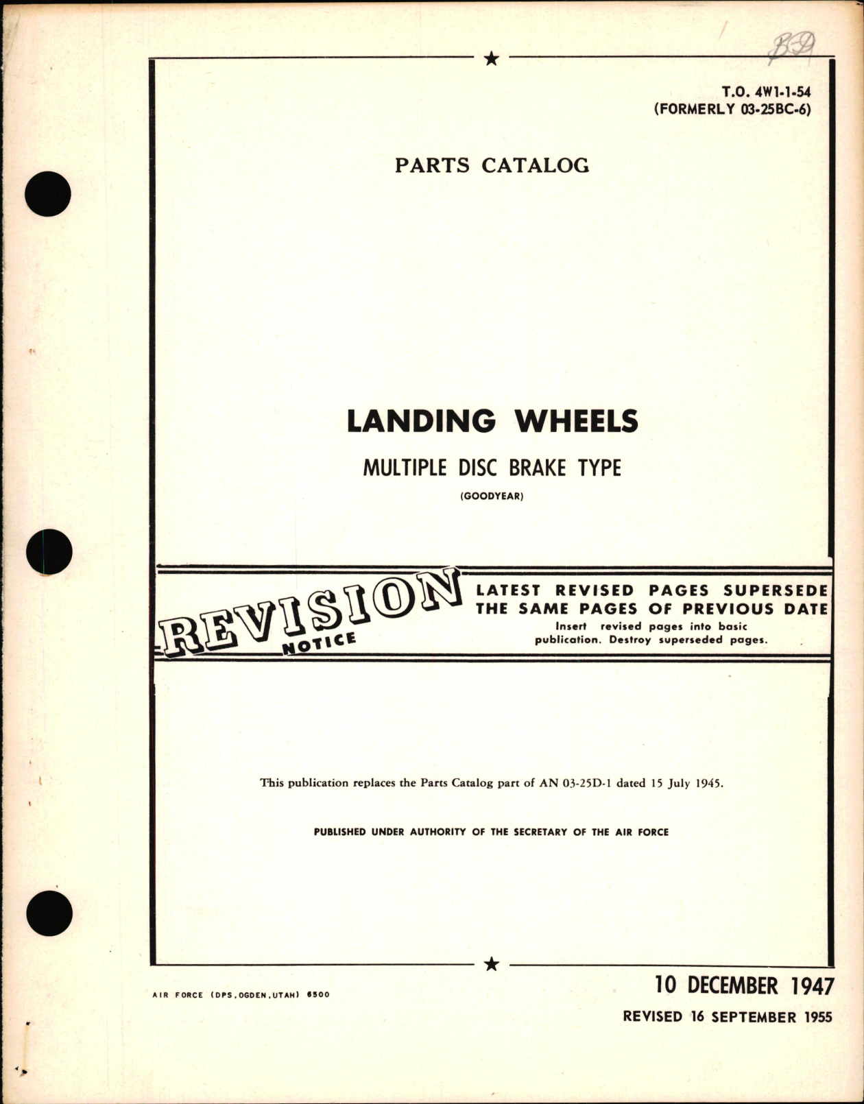 Sample page 1 from AirCorps Library document: Parts Catalog for Multiple Disc Break Type Landing Wheels 