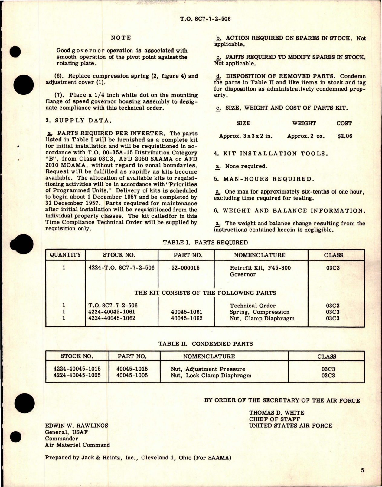 Sample page 5 from AirCorps Library document: Modification of Speed Governor on Jack & Heintz Inverter - Models F35K, F46K, and F46-2K