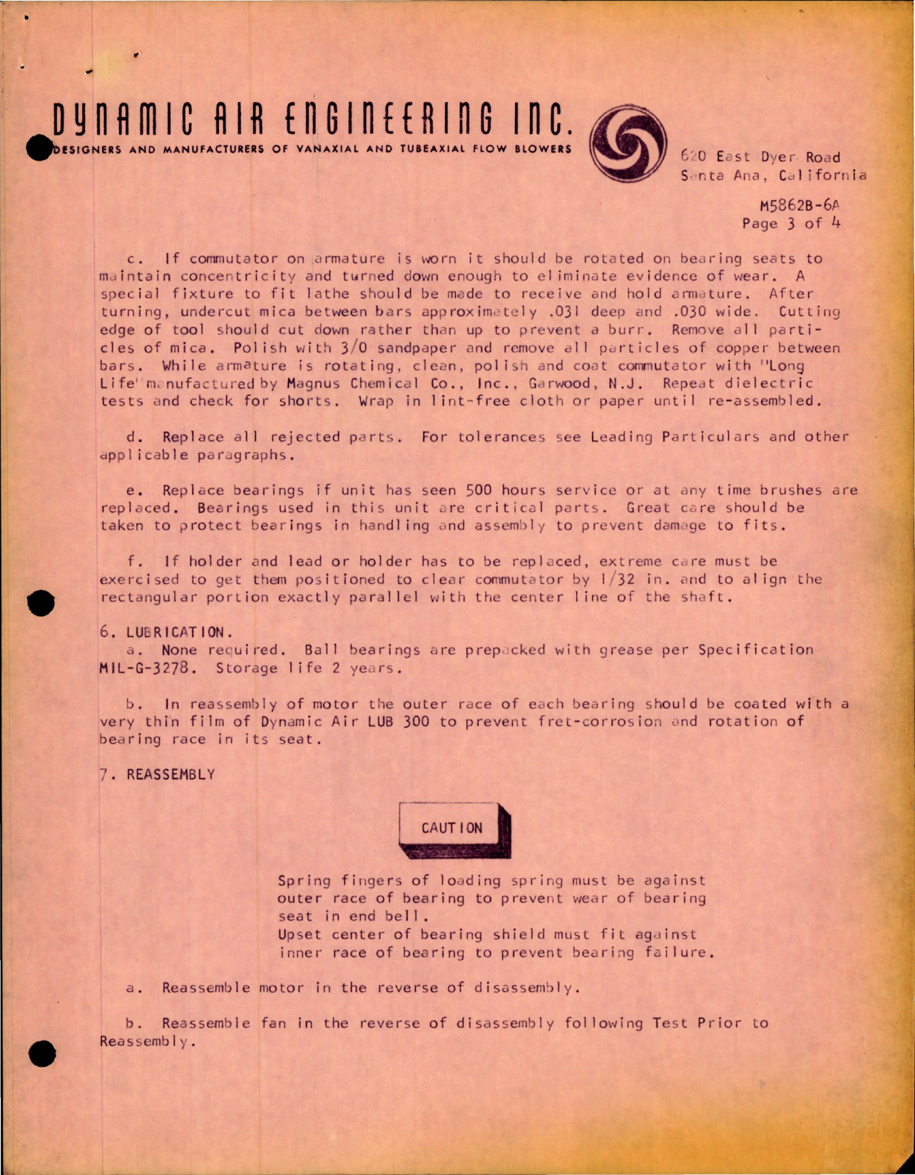 Sample page 5 from AirCorps Library document: Overhaul Instructions for Vaneaxial Fan - Part M5862B-6A - Model M3416C 