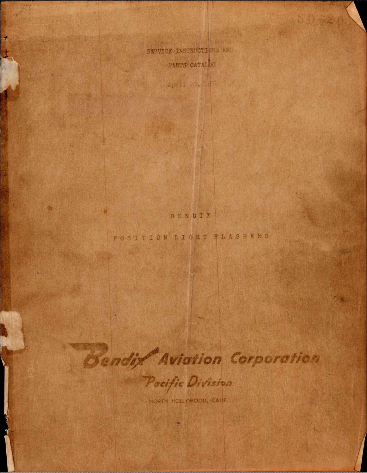 Sample page 1 from AirCorps Library document: Service Instructions with Parts Catalog for Bendix Position Light Flashers