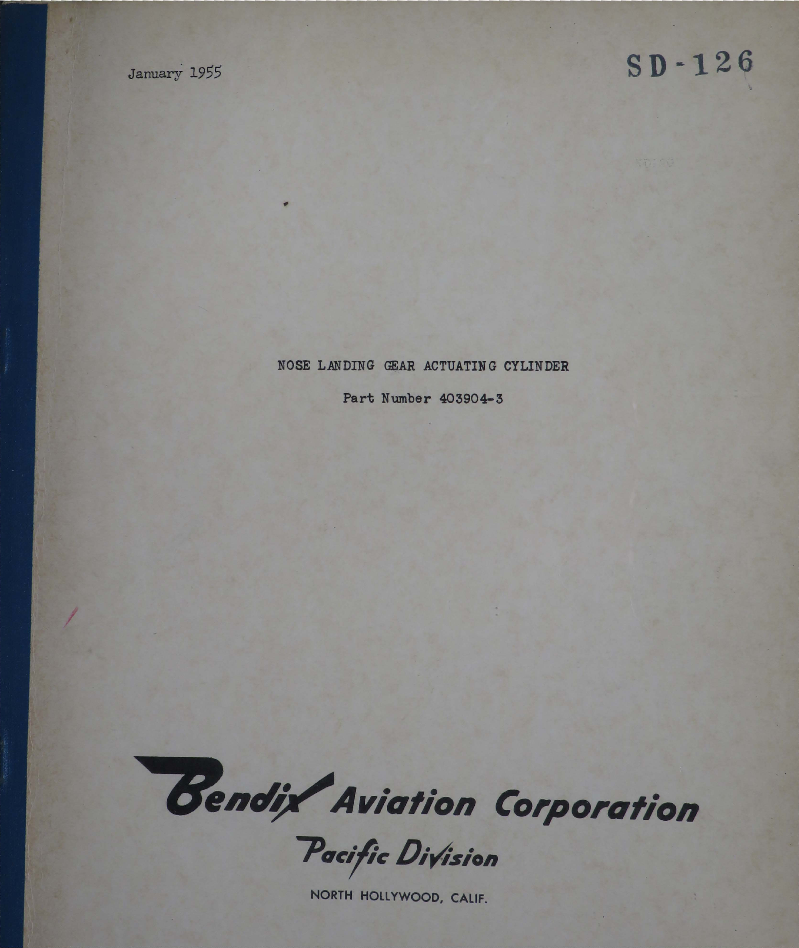 Sample page 1 from AirCorps Library document: Nose Landing Gear Actuating Cylinder - Part 403904-3