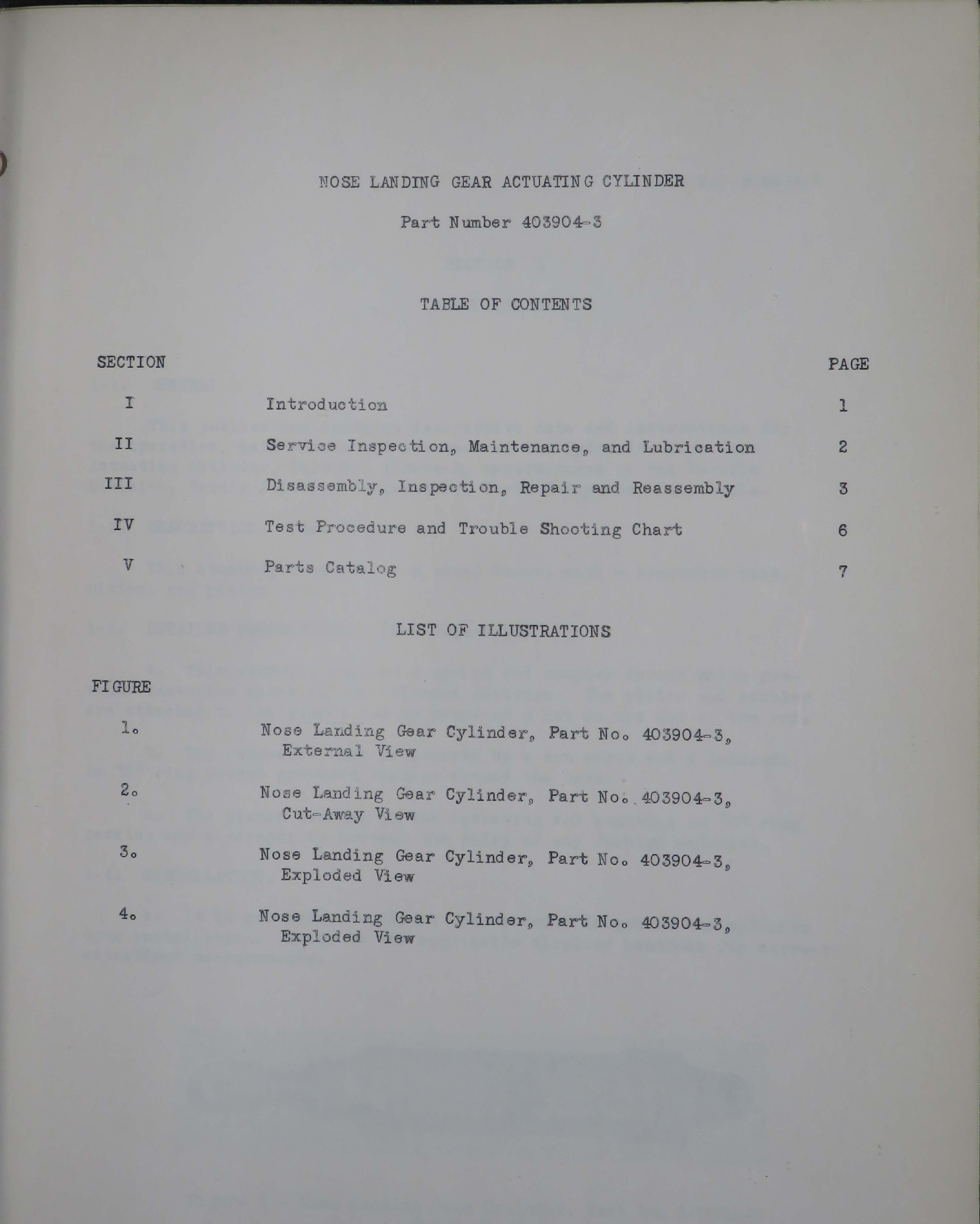 Sample page 5 from AirCorps Library document: Nose Landing Gear Actuating Cylinder - Part 403904-3