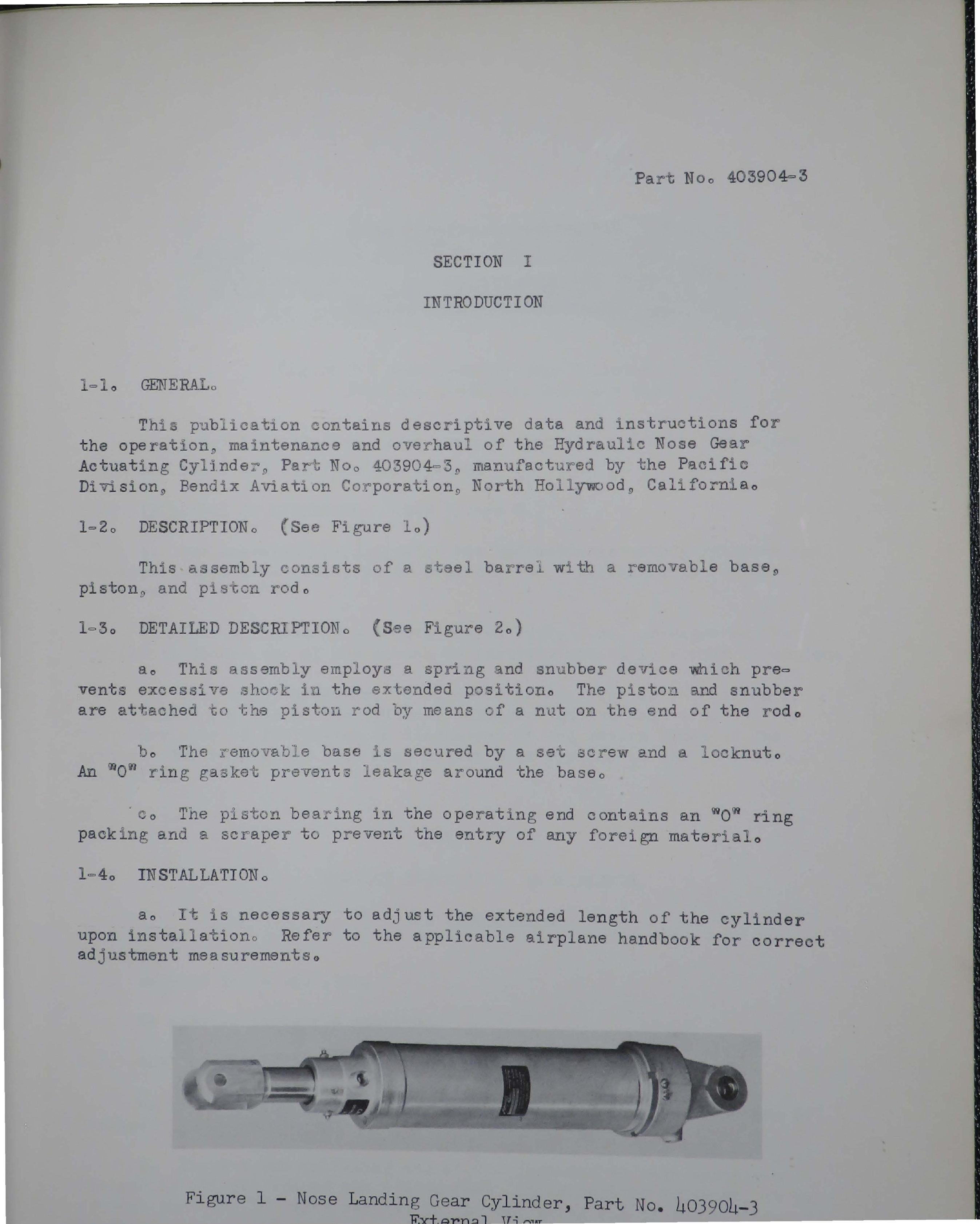 Sample page 7 from AirCorps Library document: Nose Landing Gear Actuating Cylinder - Part 403904-3