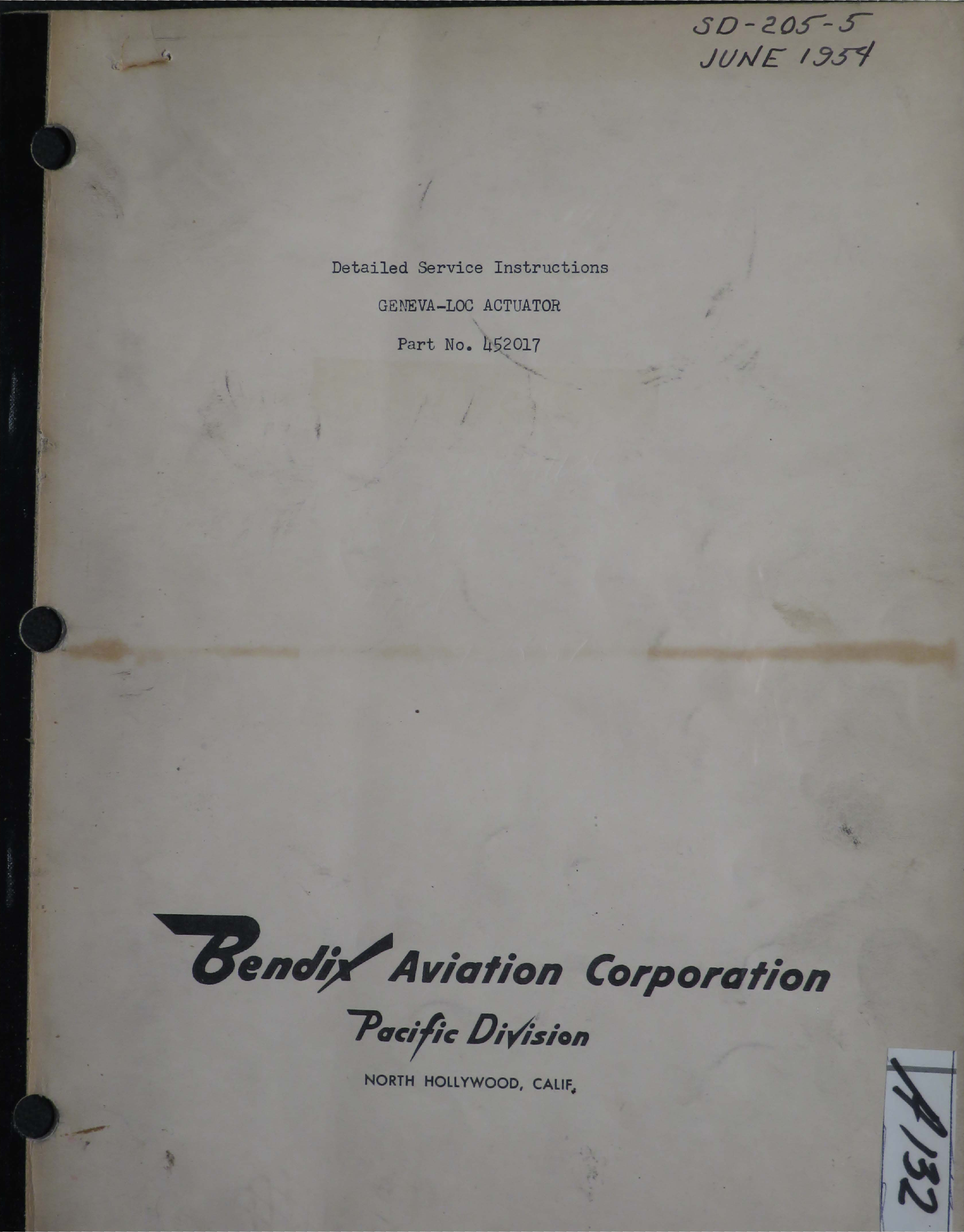 Sample page 1 from AirCorps Library document: Service Instructions for Geneva-LOC Actuator - Part 452017 