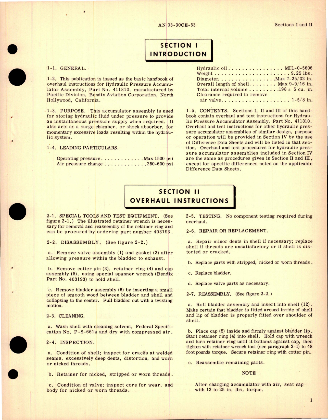 Sample page 5 from AirCorps Library document: Overhaul Instructions for Hydraulic Pressure Accumulators - Parts 411810 and 411950
