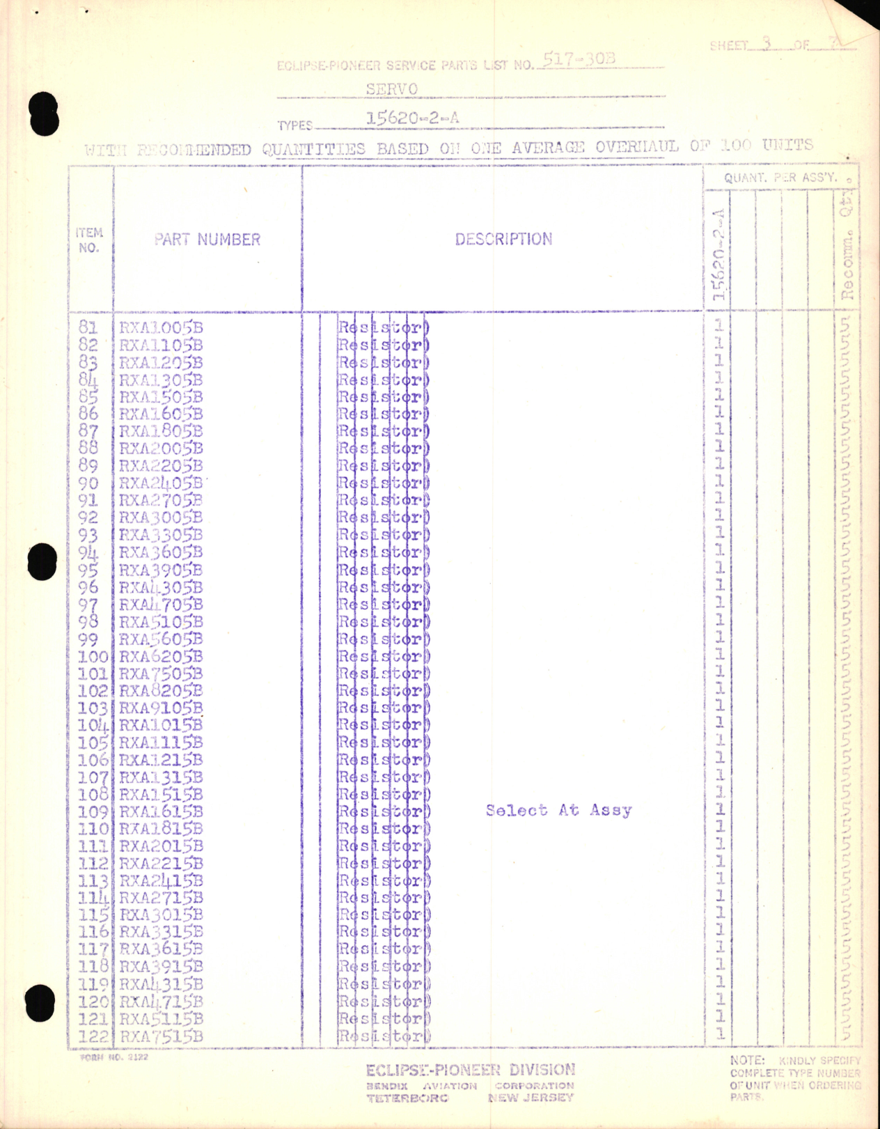 Sample page 3 from AirCorps Library document: Eclipse-Pioneer Service Parts List for Servo Types 15620-2-A