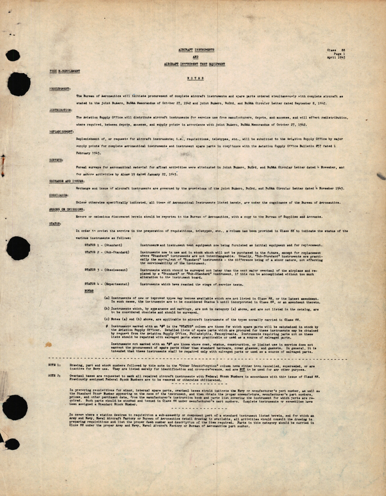 Sample page 1 from AirCorps Library document: Aircraft Instruments and Aircraft Instrument Test Equipment Notes