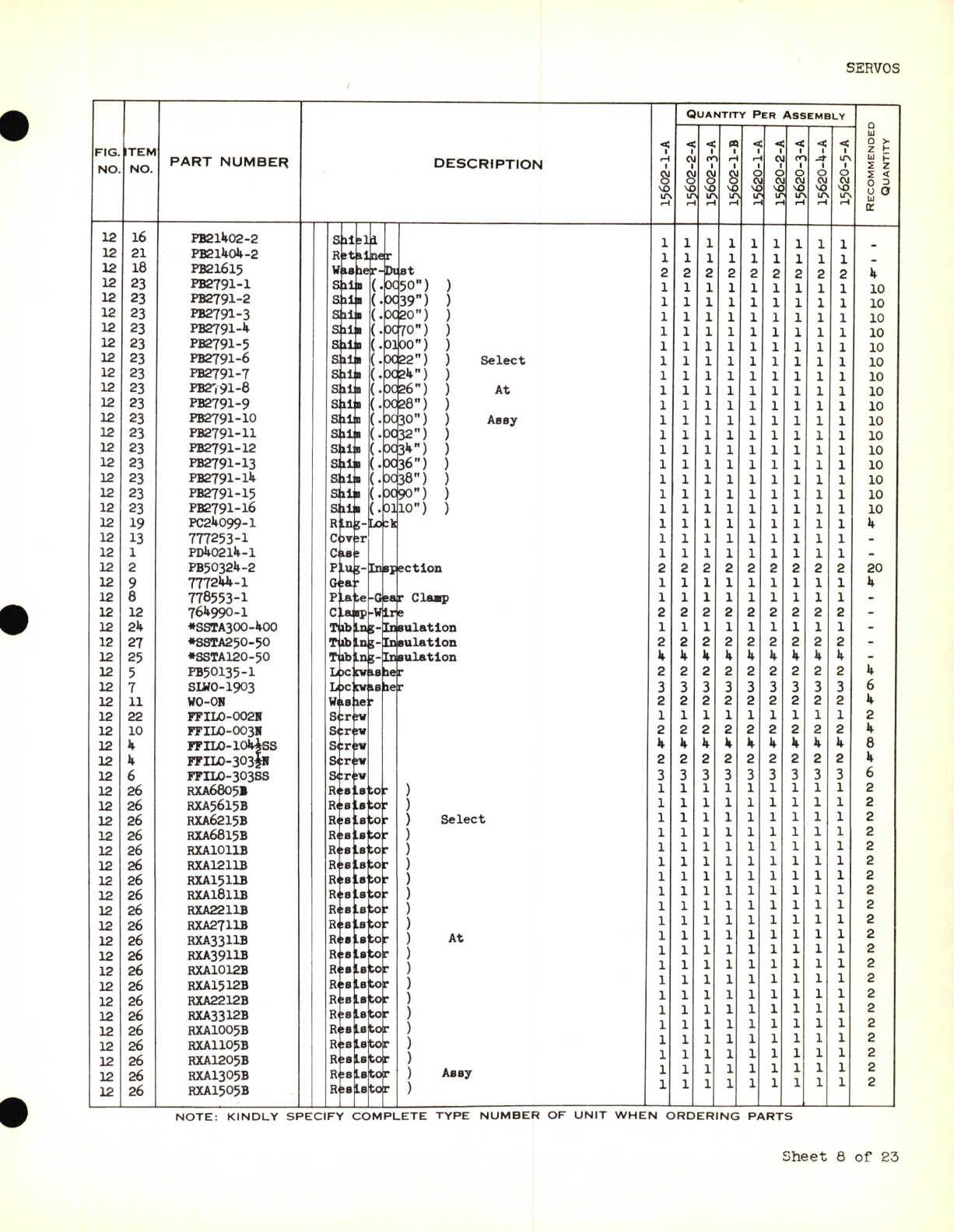 Sample page 9 from AirCorps Library document: Eclipse-Pioneer Service Parts List for Instrument Parts Catalog Automatic Pilots - Servos Type No. 15601, 15602, 15603, 15620, 15622, 15623