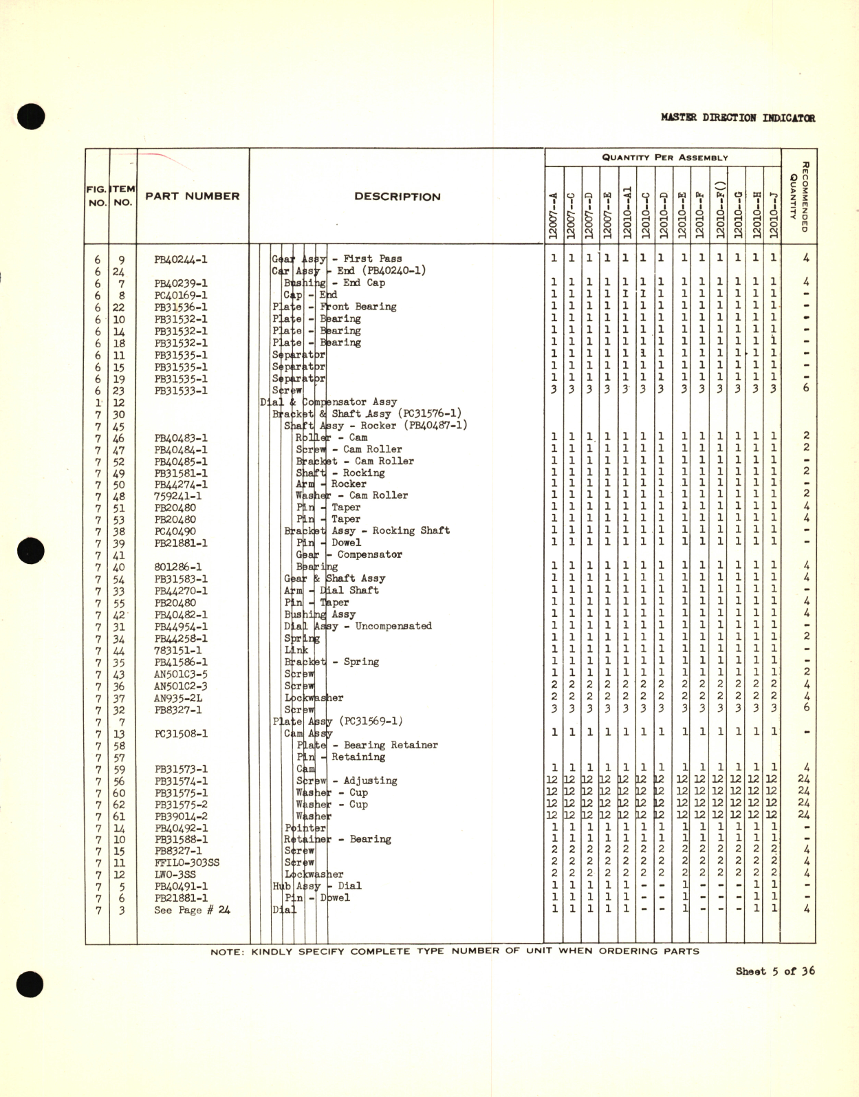 Sample page 7 from AirCorps Library document: Eclipse-Pioneer Service Parts List for Instrument Parts Catalog Automatic Pilot Master Direction Indicator Type No. 12007, 12010, 12013, 16400, 16404