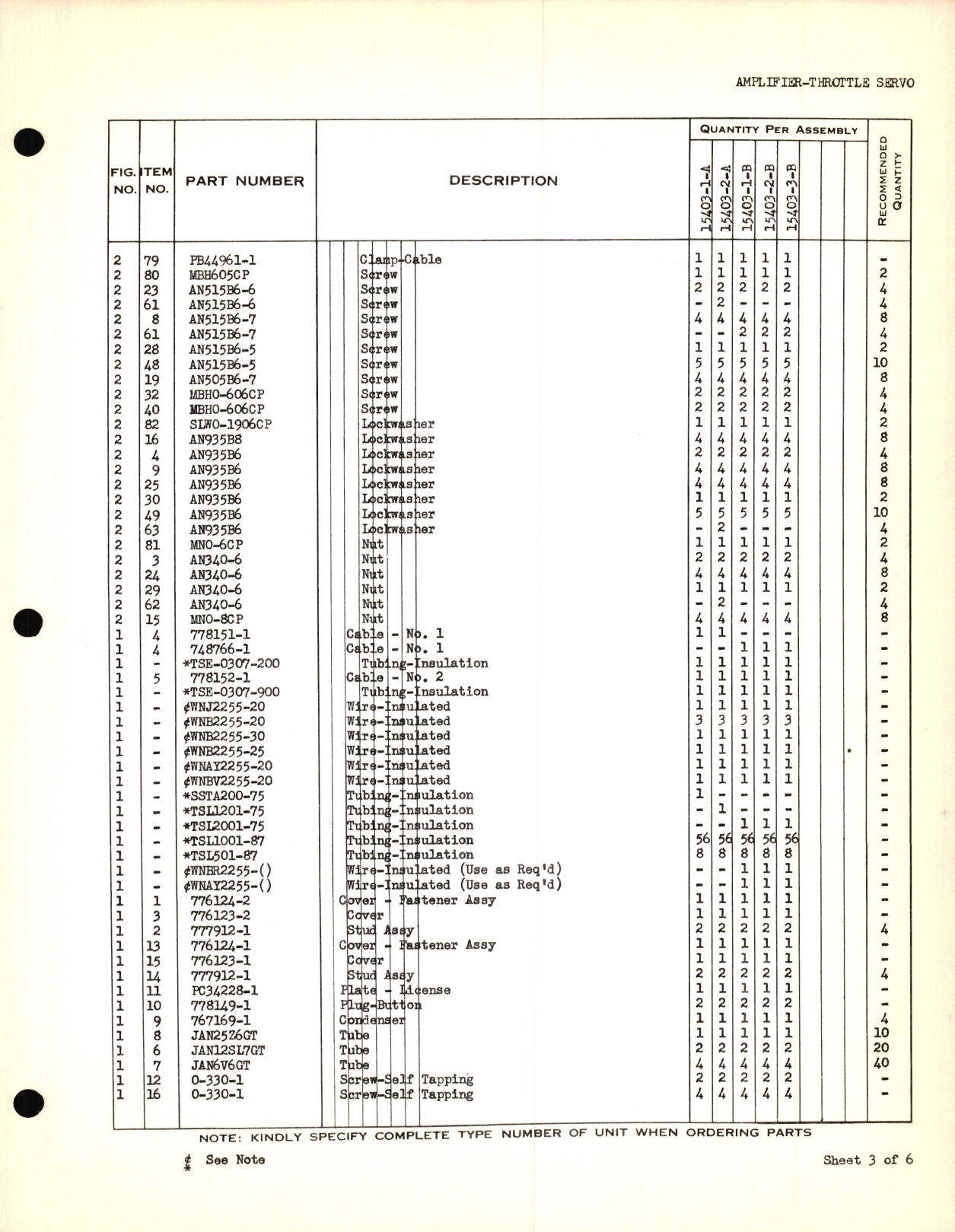 Sample page 3 from AirCorps Library document: Eclipse-Pioneer Service Parts List for Instrument Parts Catalog Automatic Pilot - Amplifier-Throttle Servo Type 15403