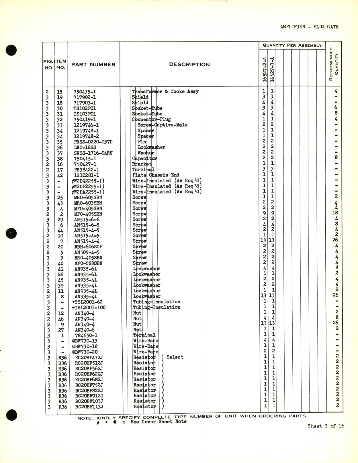 Sample page 5 from AirCorps Library document: Eclipse-Pioneer Service Parts List for Instrument Parts Catalog Amplifier - Flux Gate 16527