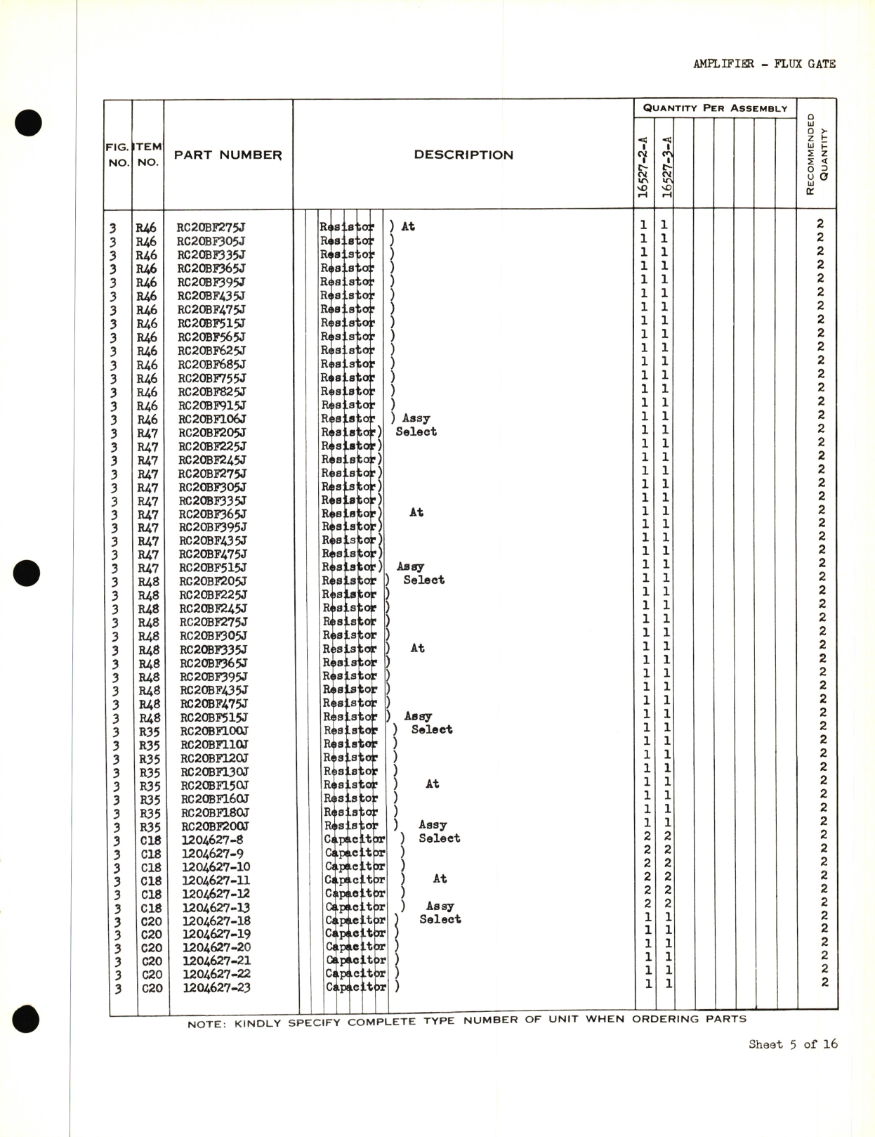 Sample page 7 from AirCorps Library document: Eclipse-Pioneer Service Parts List for Instrument Parts Catalog Amplifier - Flux Gate 16527