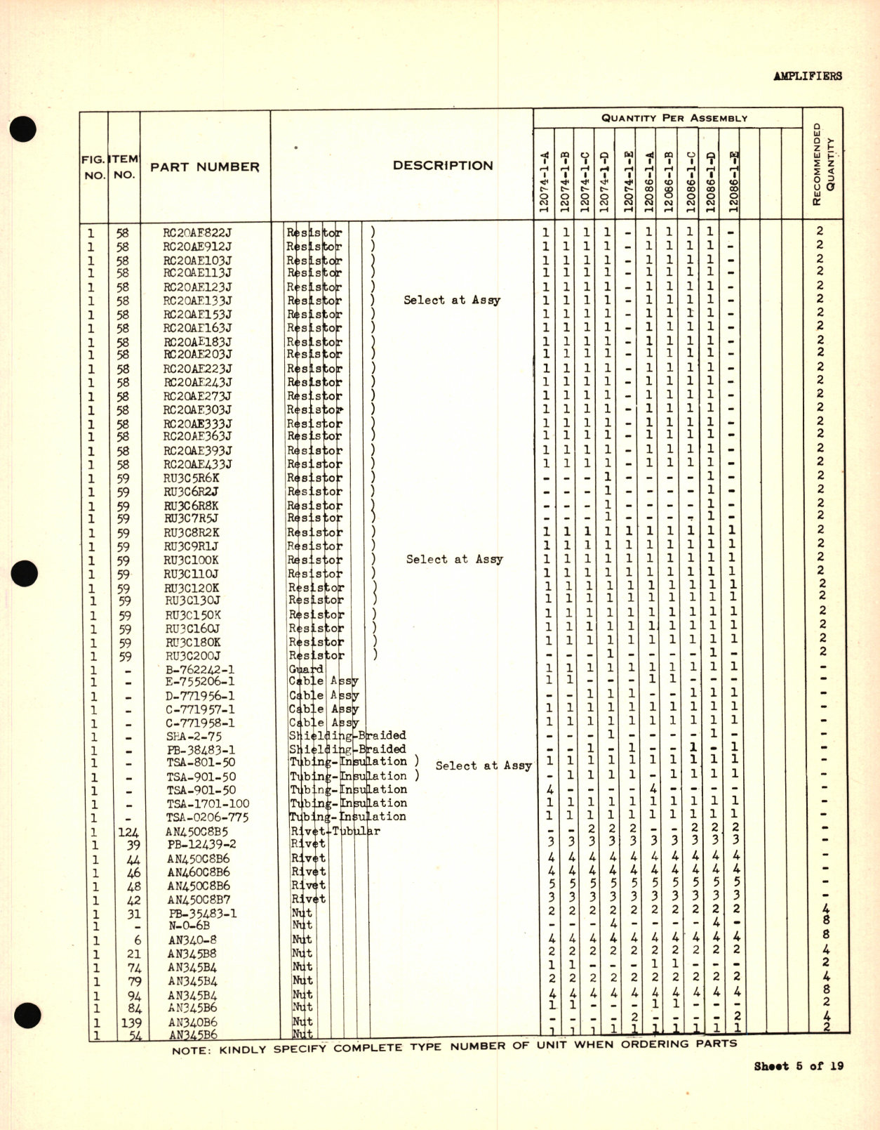 Sample page 5 from AirCorps Library document: Eclipse-Pioneer Service Parts List for Instrument Parts Catalog Amplifier - Gyro Fluxgate Type No. 12074, 12076, 12078, 12086, 12092, 12099, 16500, 16501