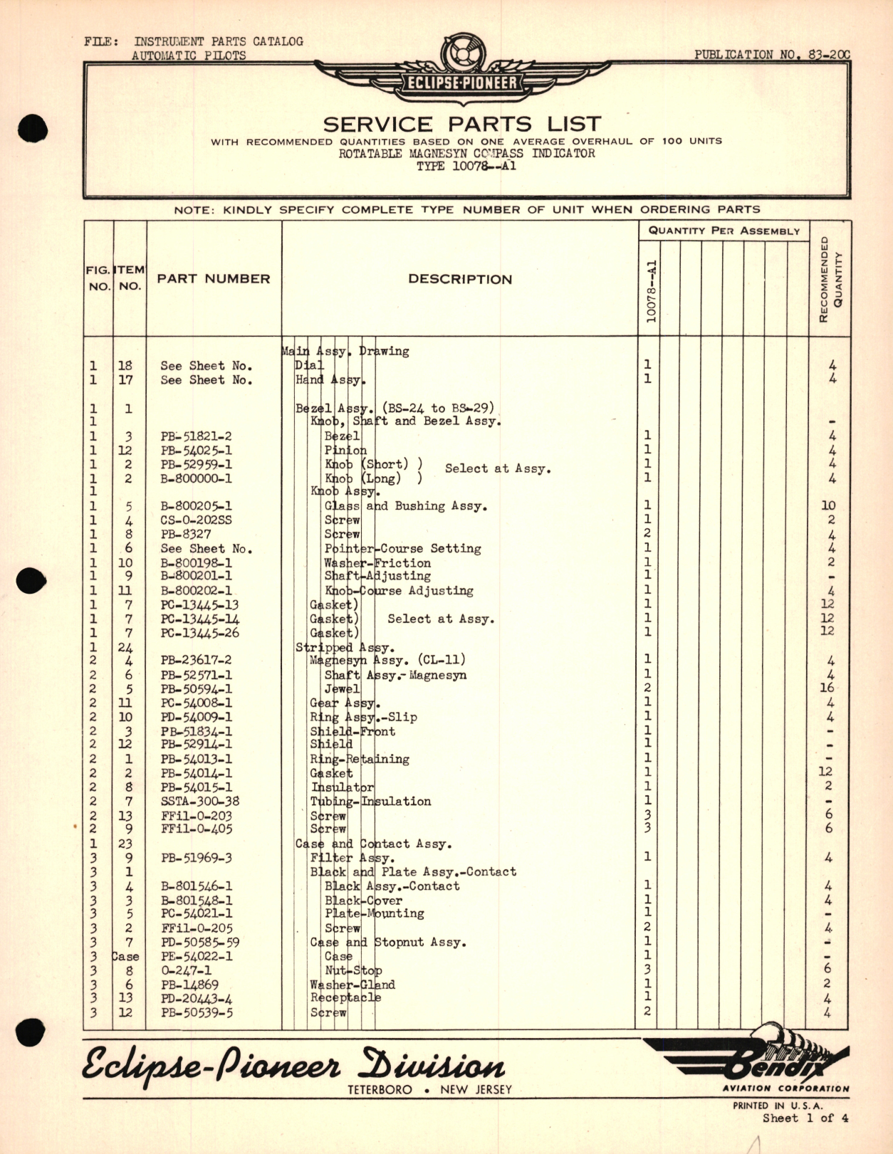 Sample page 5 from AirCorps Library document: Eclipse-Pioneer Service Parts List for Magnesyn Remote Reading Compass Transmitters 10062, 10066, 10068, 10069, 10072, & 10075