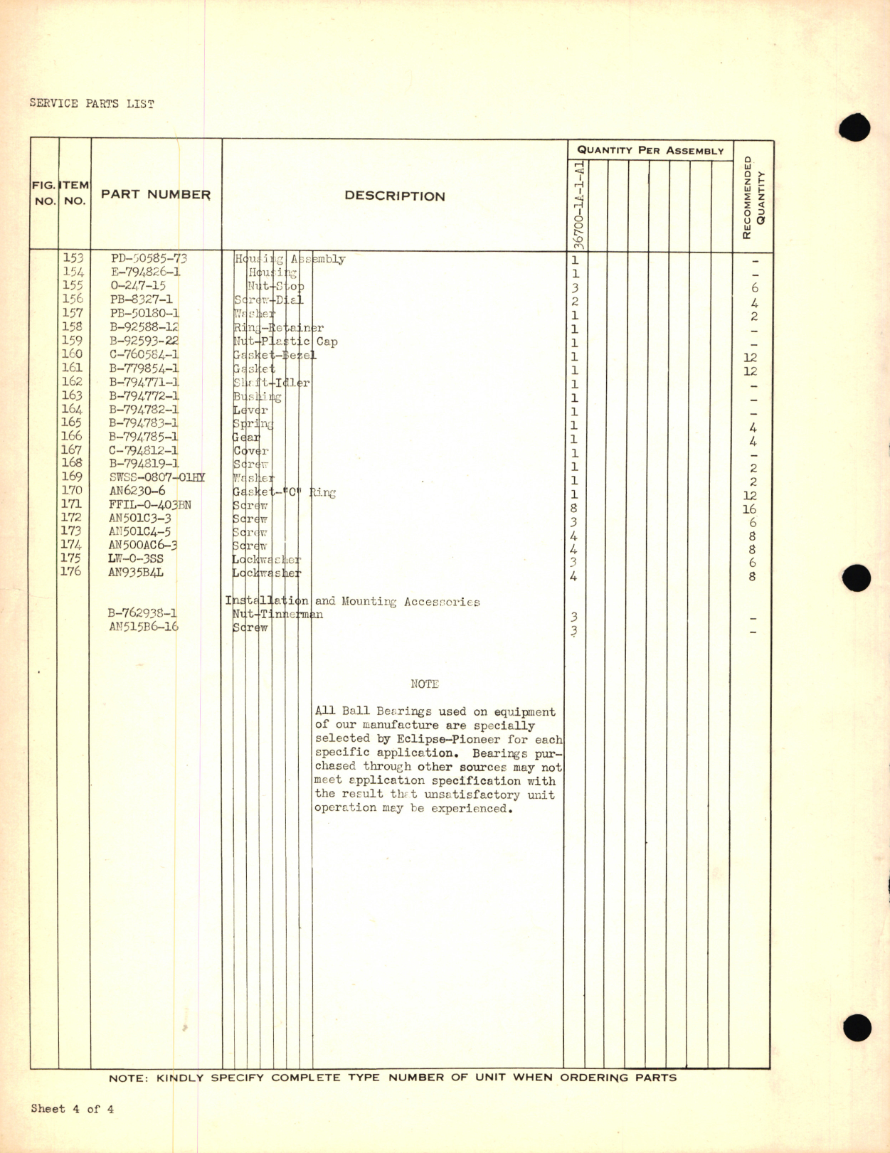 Sample page 4 from AirCorps Library document: Eclipse-Pioneer Service Parts List for Instrument Parts Catalog Fuel Flow Indicator Gravimetric 36700-1A-1-A1