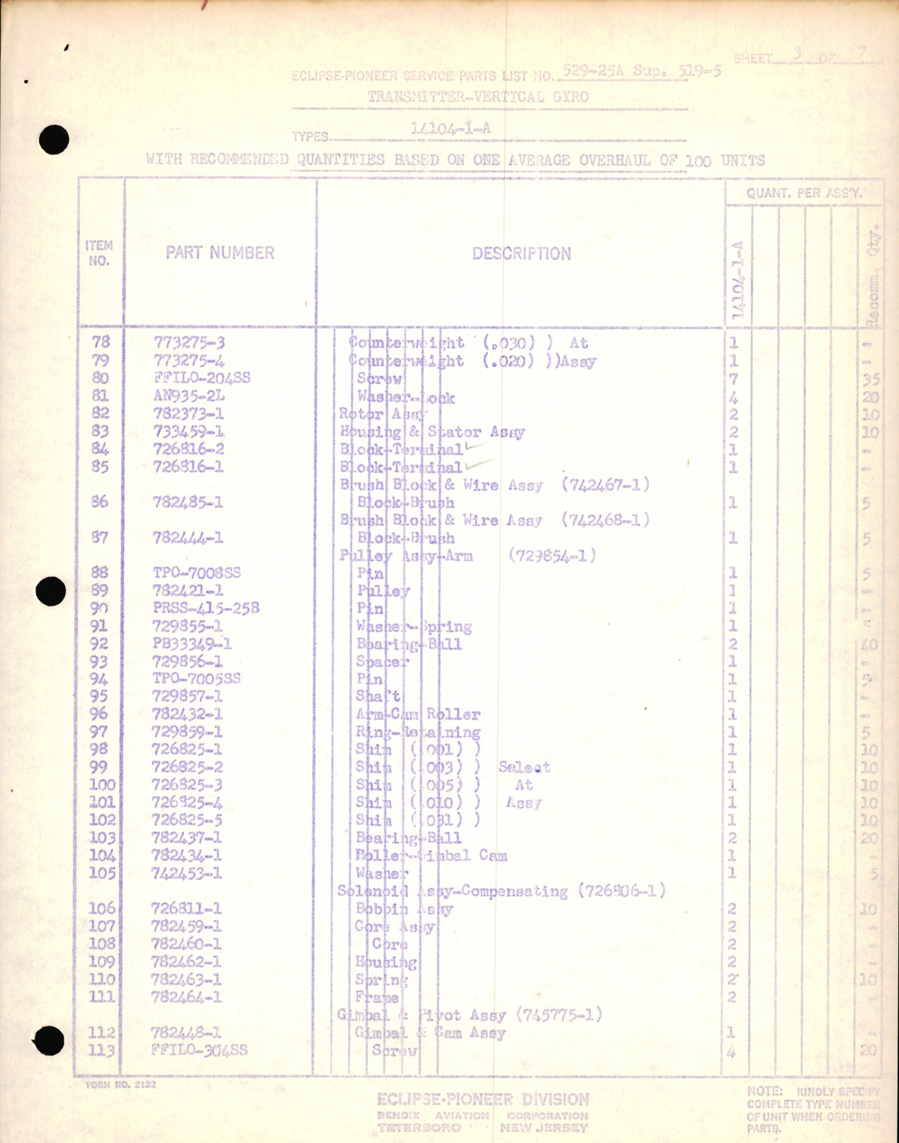 Sample page 3 from AirCorps Library document: Sup. 519-5, Eclipse-Pioneer - Transmitter-Vertical Gyro - Type  14104-1-A