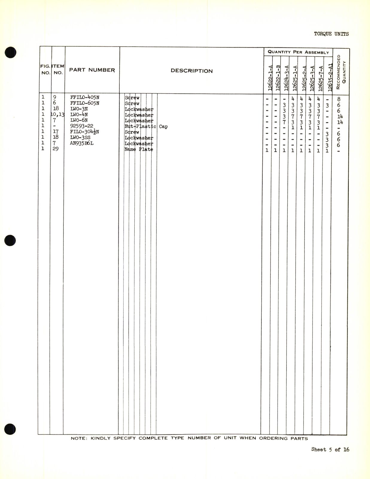 Sample page 5 from AirCorps Library document: Eclipse-Pioneer Service Parts List for Instrument Parts Catalog Miscellaneous Torque Units