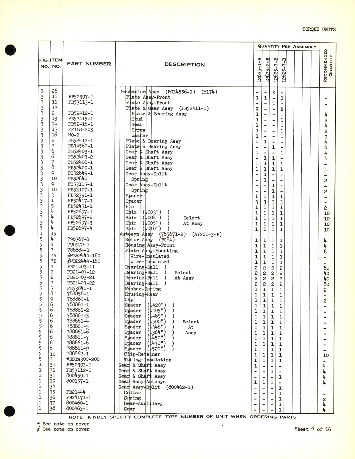 Sample page 7 from AirCorps Library document: Eclipse-Pioneer Service Parts List for Instrument Parts Catalog Miscellaneous Torque Units