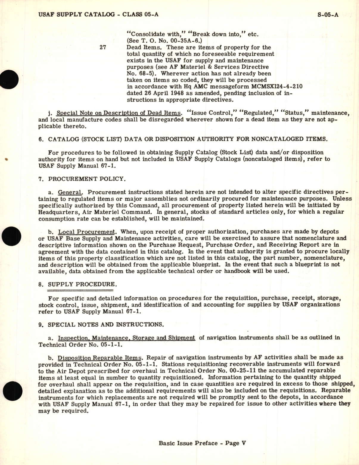 Sample page 7 from AirCorps Library document: USAF Supply Catalog Class 05-A Code 6200 for Aircraft Navigation Instruments