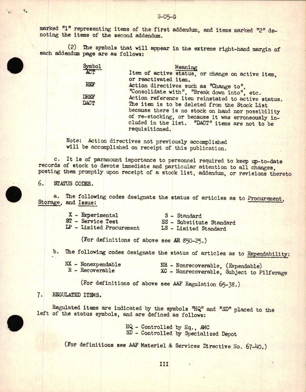 Sample page 5 from AirCorps Library document: S-05-G, Stock List for Class 05-G, Code 2300 Miscellaneous Aircraft Instruments