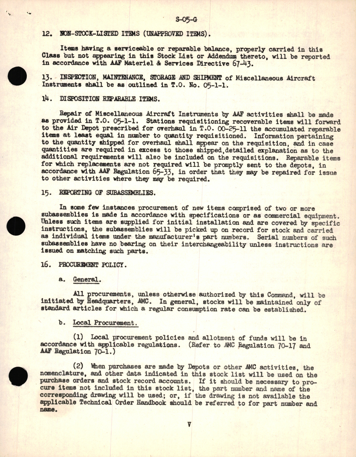 Sample page 7 from AirCorps Library document: S-05-G, Stock List for Class 05-G, Code 2300 Miscellaneous Aircraft Instruments