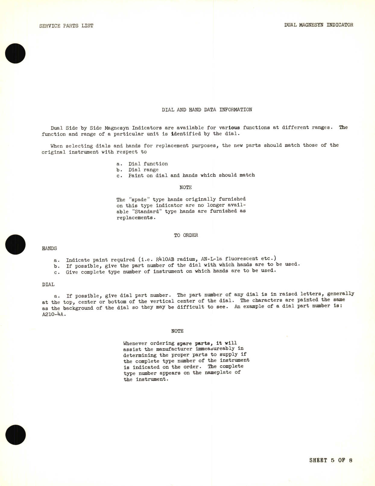 Sample page 7 from AirCorps Library document: Instrument Parts Catalog Magnesyns - Dual Magnesyn Indicators