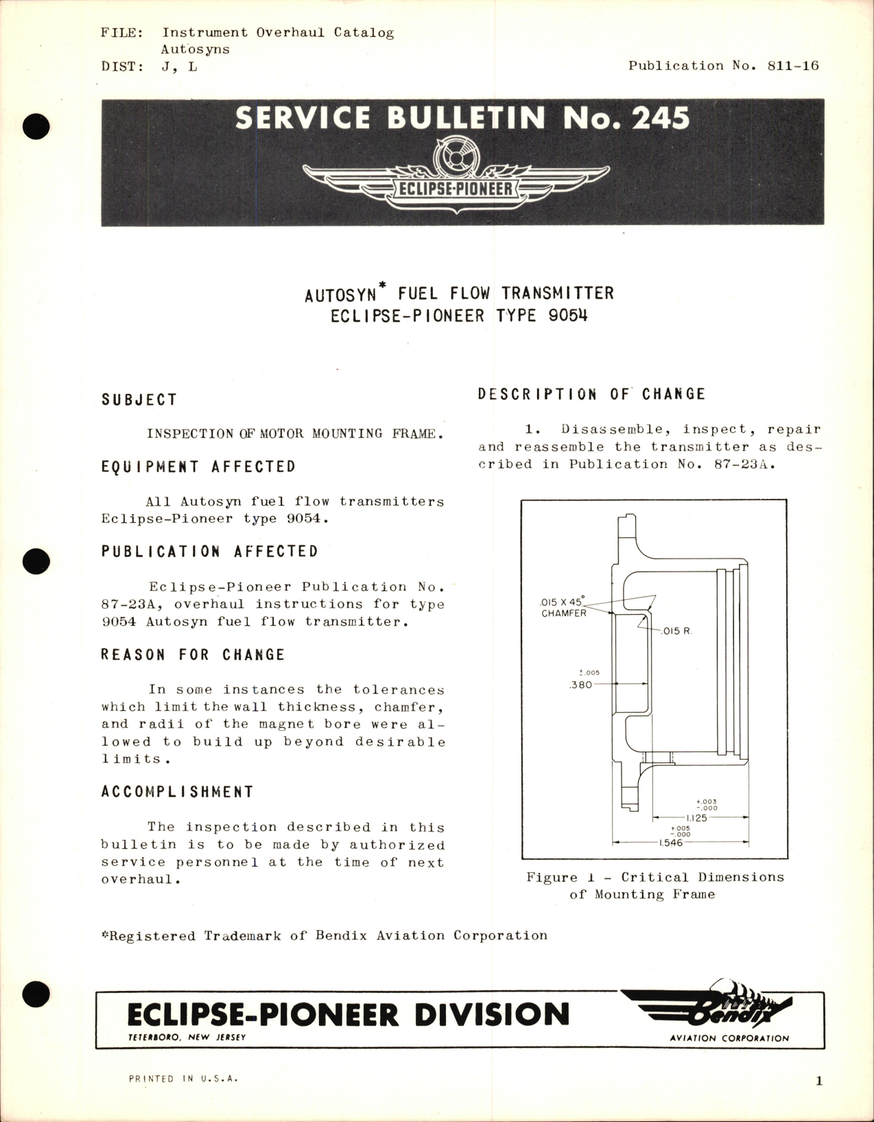 Sample page 1 from AirCorps Library document: Instrument Overhaul Catalog Autosyns Fuel Flow Transmitter Type 9054 