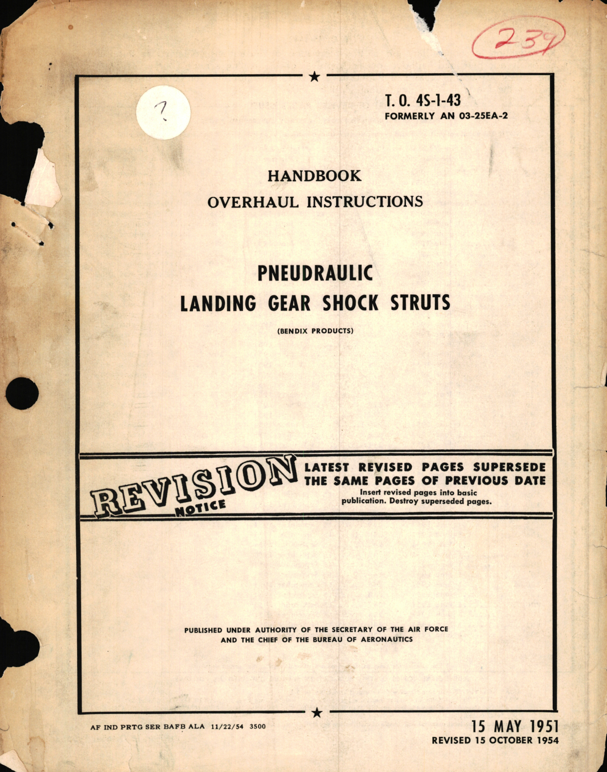 Sample page 1 from AirCorps Library document: Overhaul Instructions for Pneudraulic Landing Gear Shock Struts (Bendix Products)