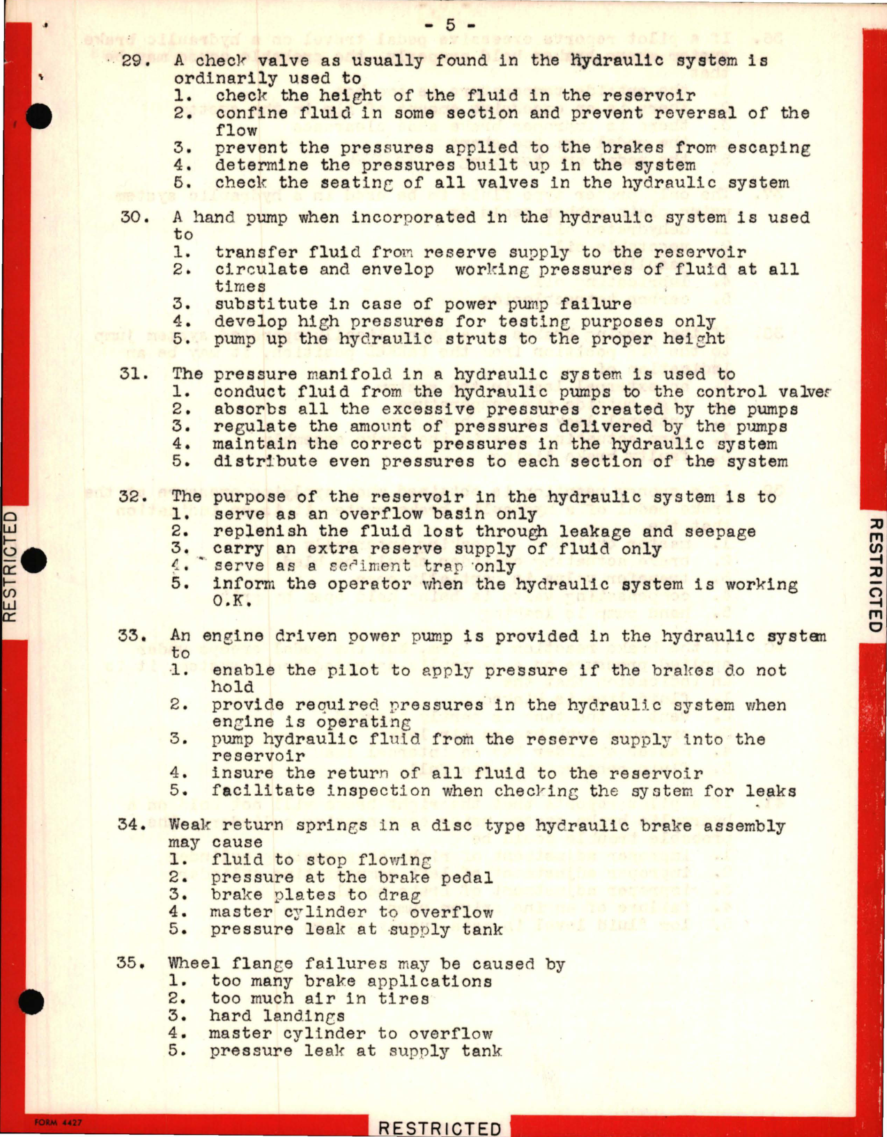 Sample page 5 from AirCorps Library document: Instructor Training Questions for Hydraulic Systems - Lockheed-Vega Service School