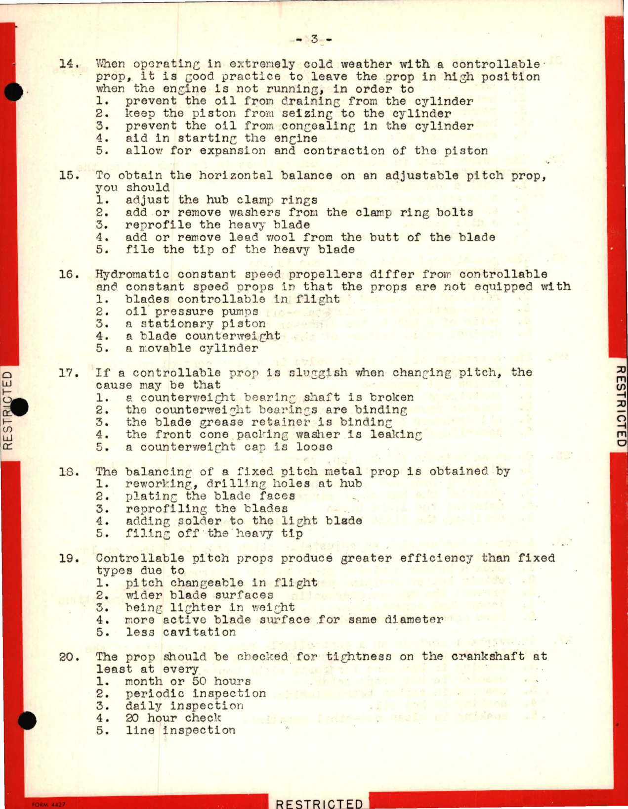 Sample page 3 from AirCorps Library document: Instructor Training Questions for Propellers - Lockheed-Vega Service School