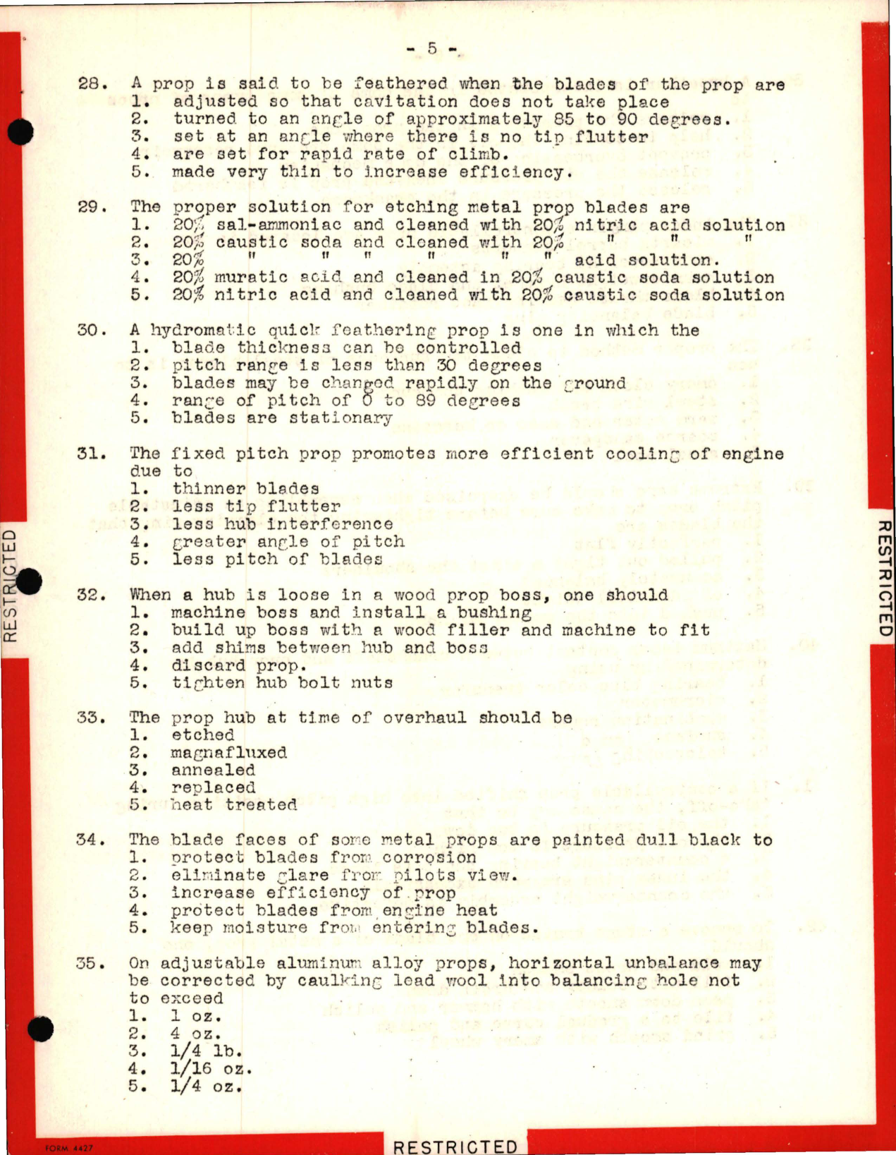 Sample page 5 from AirCorps Library document: Instructor Training Questions for Propellers - Lockheed-Vega Service School