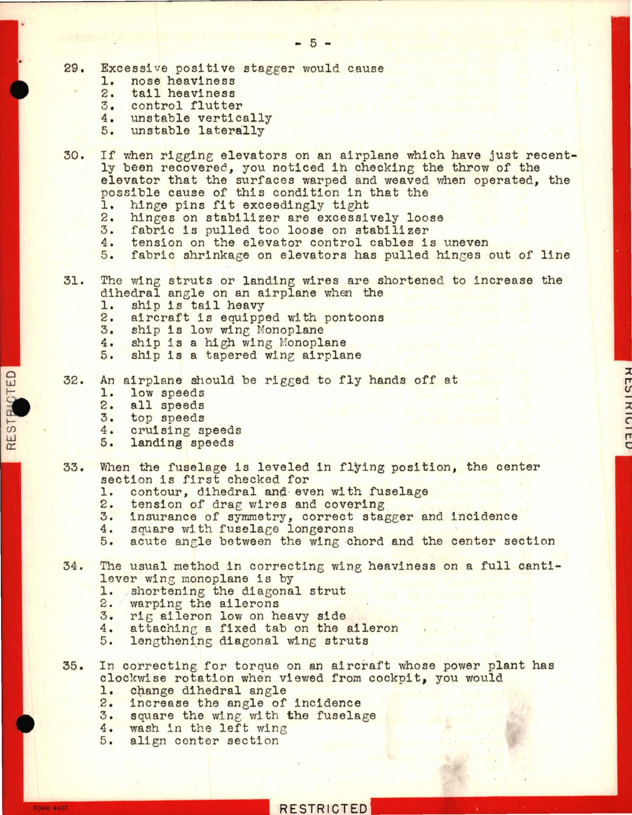 Sample page 5 from AirCorps Library document: Instructor Training Questions for Rigging and Assembly, Lockheed-Vega Service School