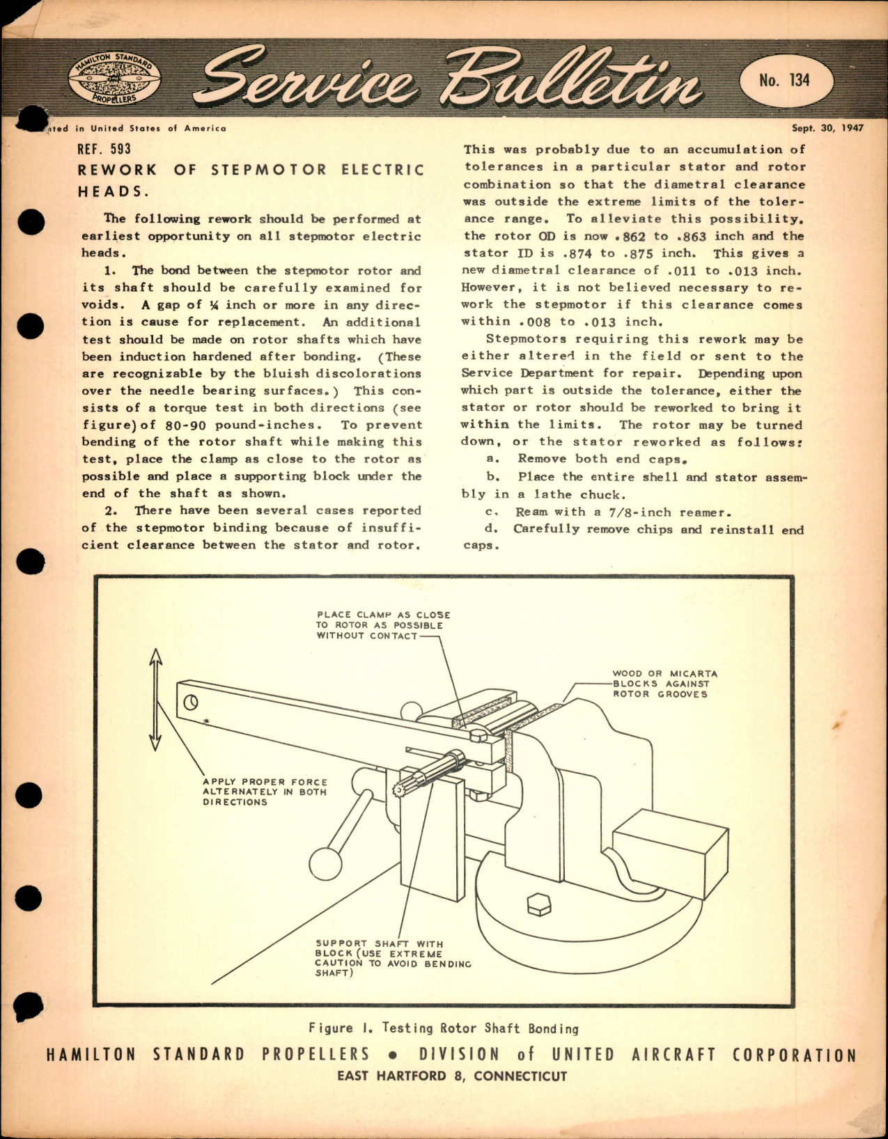 Sample page 1 from AirCorps Library document: Rework of Stepmotor Electric Heads, Ref 593