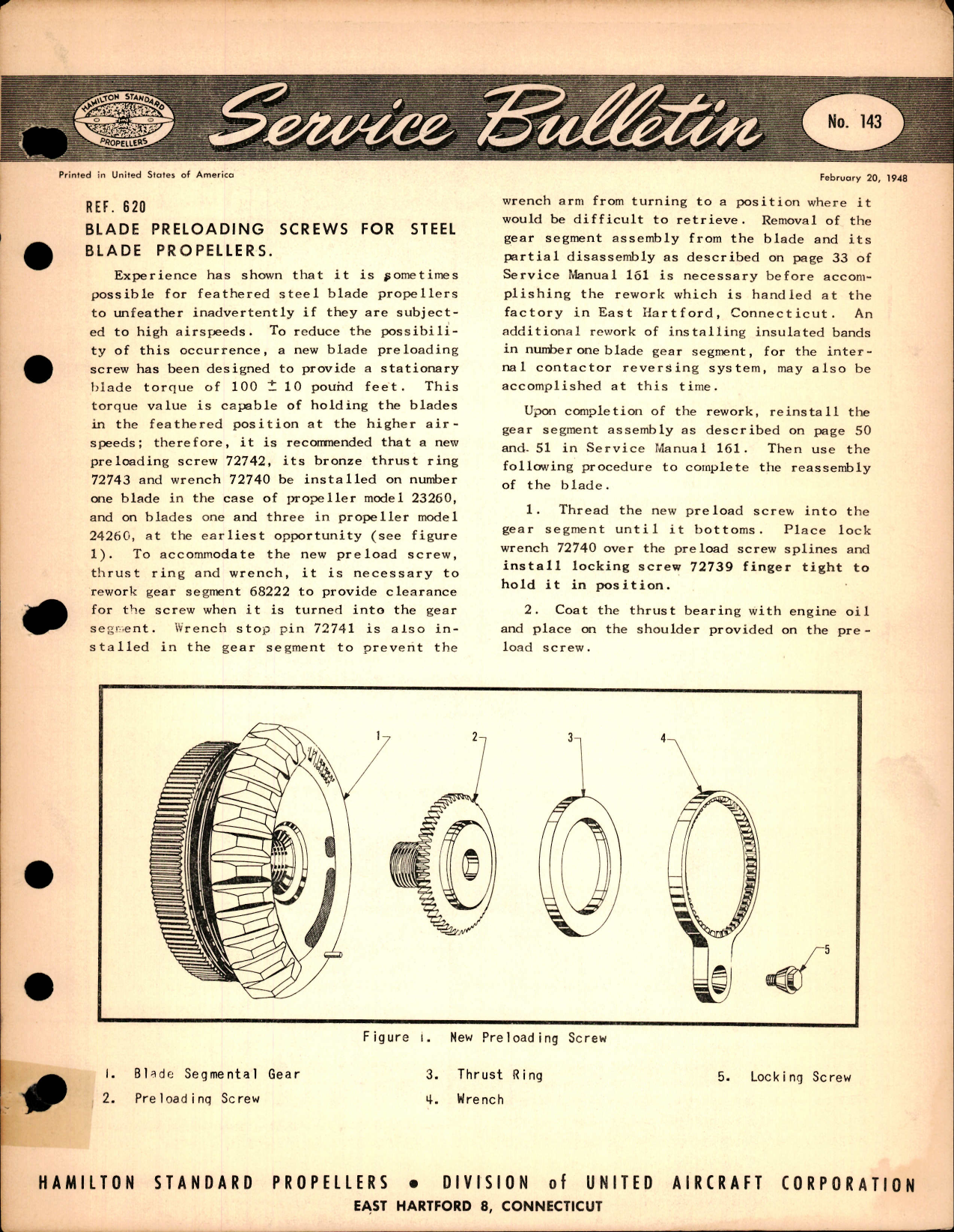 Sample page 1 from AirCorps Library document: Blade Preloading Screws for Steel Blade Propellers, Ref 620