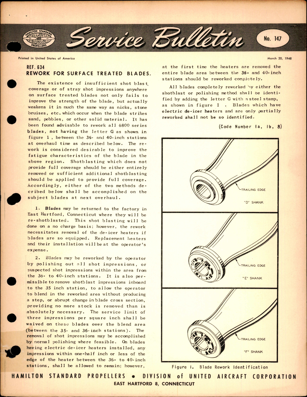 Sample page 1 from AirCorps Library document: Rework for Surface Treated Blades, Ref 634