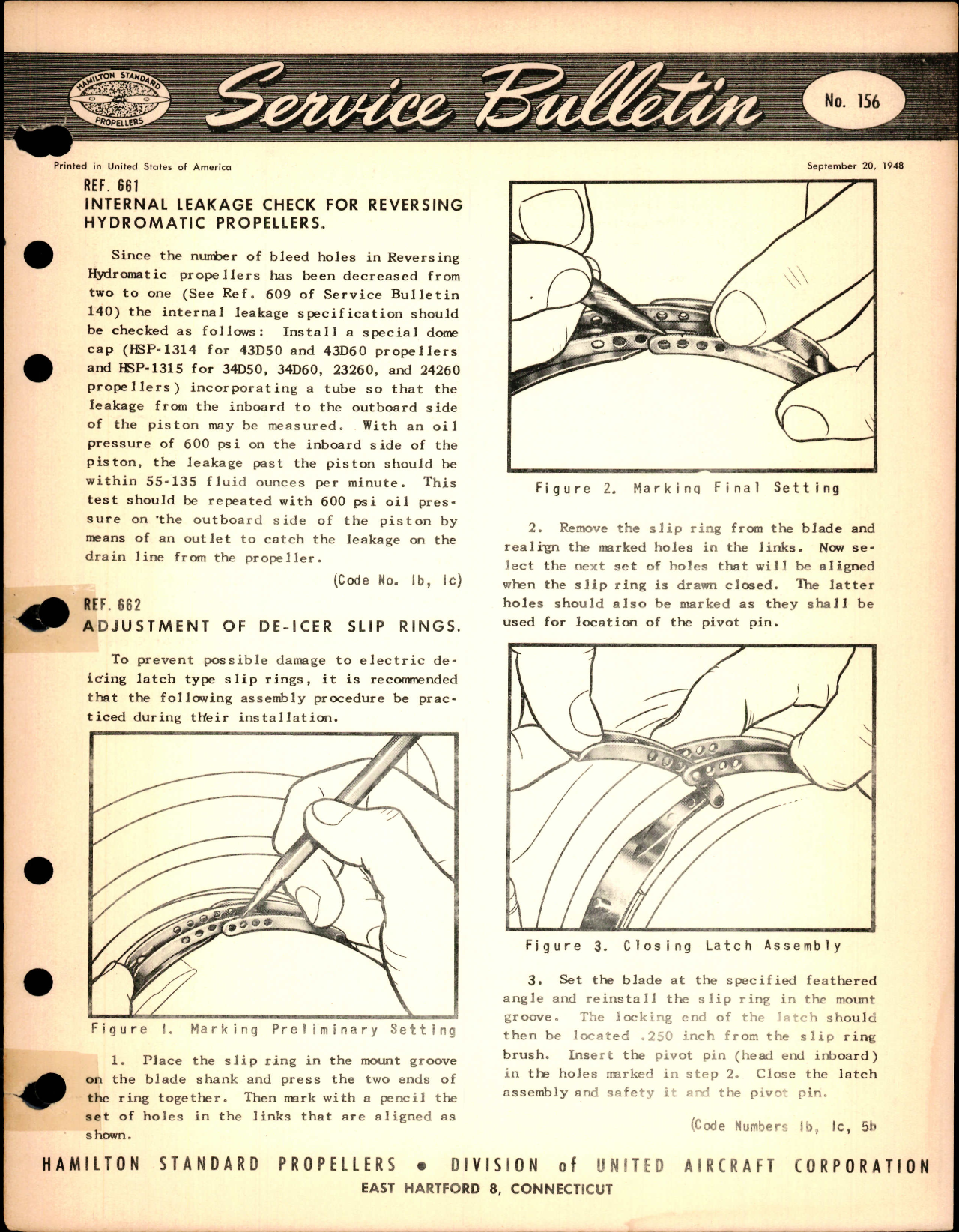 Sample page 1 from AirCorps Library document: Internal Leakage Check for Reversing Hydromatic Propellers, Ref 661